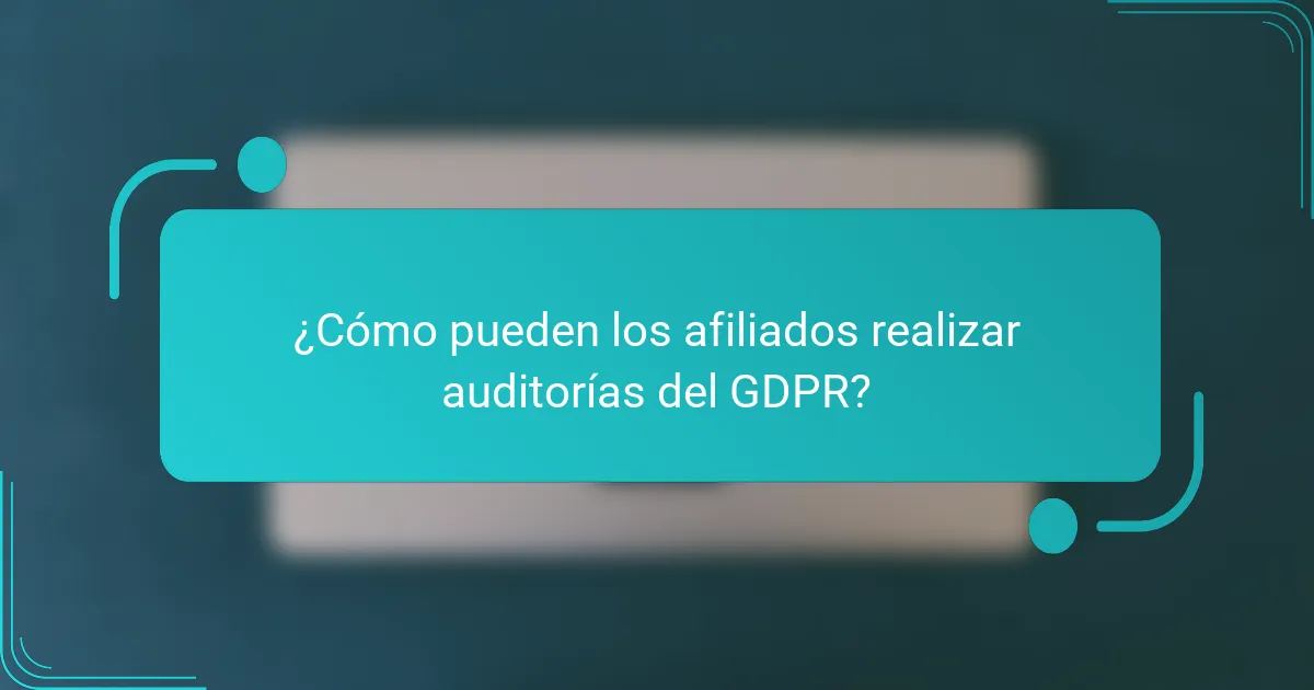 ¿Cómo pueden los afiliados realizar auditorías del GDPR?